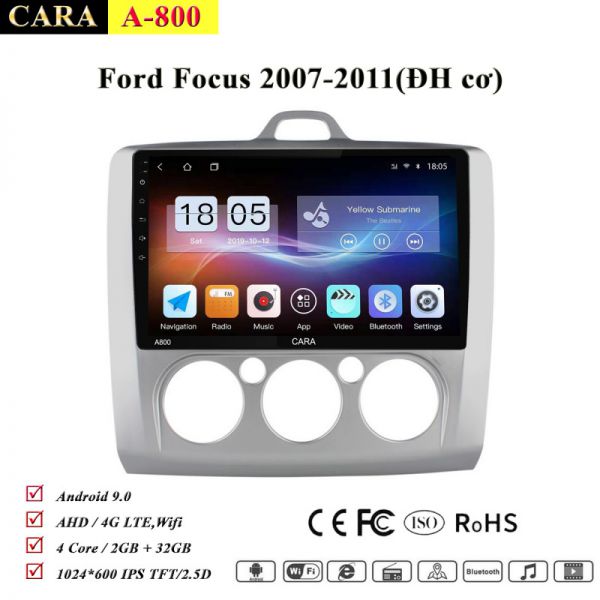 man hinh android cara a800 theo xe ford focus 2007 2011dh c